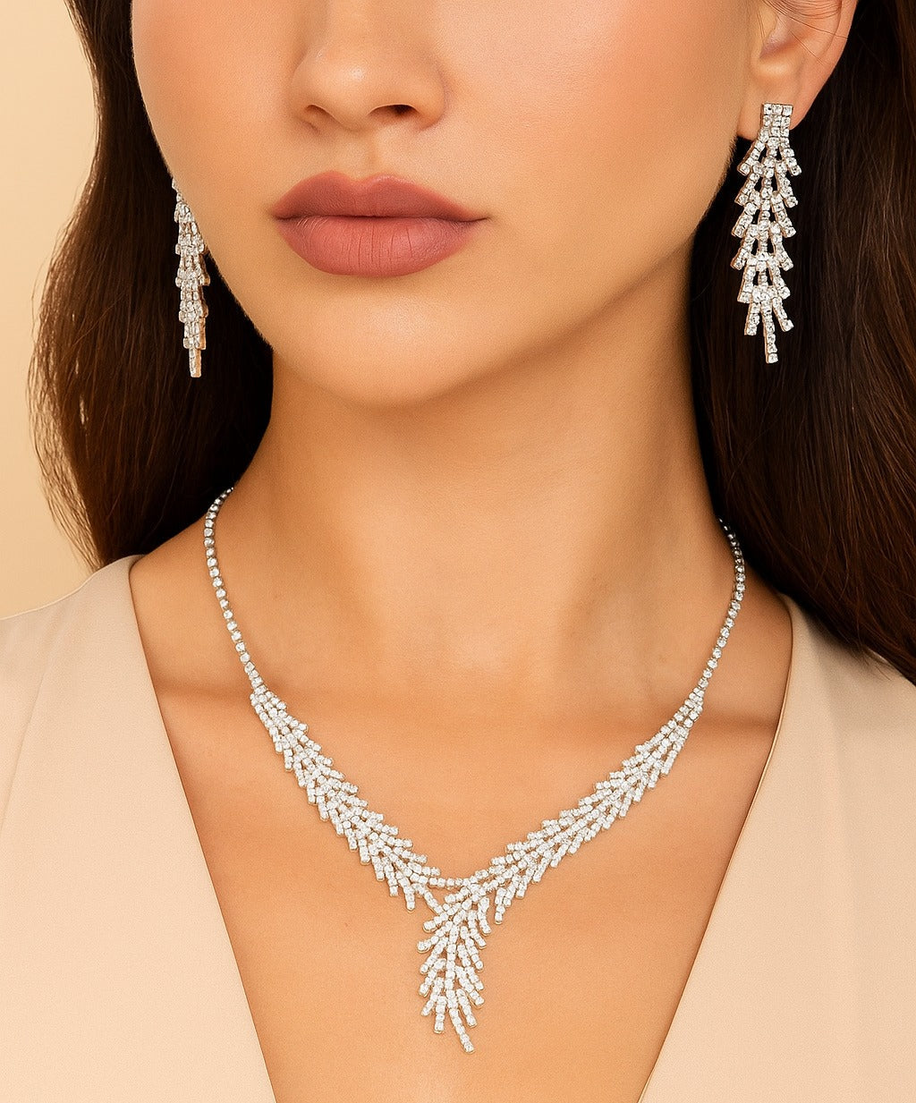 Crystal Cascade Necklace & Earrings Set